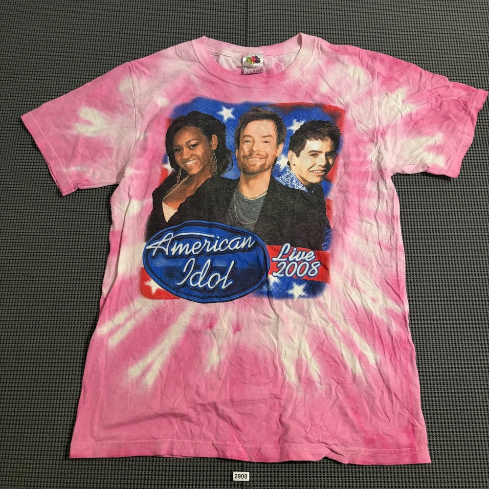 Fruit of the Loom American Idol Live 2008 Season 7 Tie Dye T-Shirt Pink Small